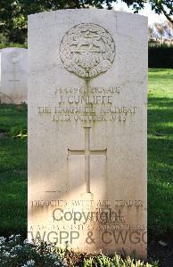 Minturno War Cemetery - Cunliffe, John