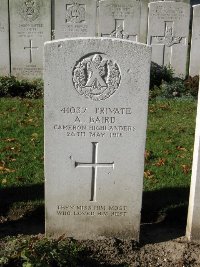 La Kreule Military Cemetery Hazebrouck - Baird, A