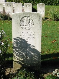 La Kreule Military Cemetery Hazebrouck - McQueen, A