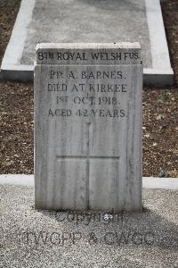 Kirkee New (Cantonment) Cemetery - Barnes, Arthur