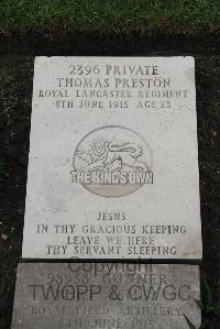 Boulogne Eastern Cemetery - Preston, Thomas