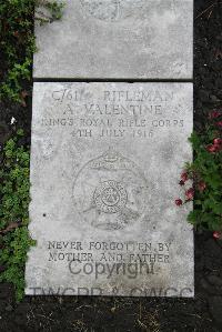 Boulogne Eastern Cemetery - Valentine, A