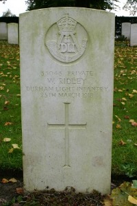 Mons (Bergen) Communal Cemetery - Ridley, W