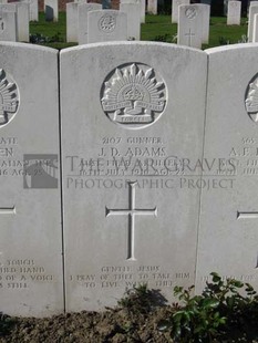 RUE-PETILLON MILITARY CEMETERY, FLEURBAIX - ADAMS, JAMES DANIEL