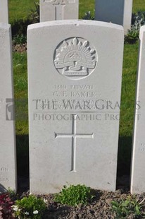 RUE-PETILLON MILITARY CEMETERY, FLEURBAIX - BAKER, GEORGE FREDERICK