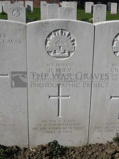 RUE-PETILLON MILITARY CEMETERY, FLEURBAIX - BRIEN, HARRY