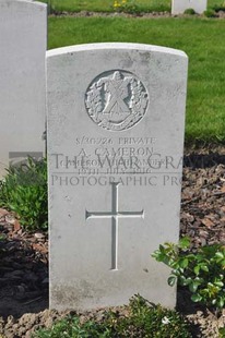 RUE-PETILLON MILITARY CEMETERY, FLEURBAIX - CAMERON, A