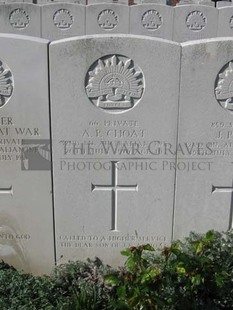 RUE-PETILLON MILITARY CEMETERY, FLEURBAIX - CHOAT, ARCHIBALD PERCY