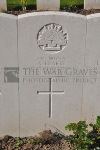 RUE-PETILLON MILITARY CEMETERY, FLEURBAIX - CLARKE, A