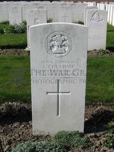 RUE-PETILLON MILITARY CEMETERY, FLEURBAIX - COLLINGE, J