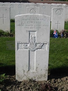 RUE-PETILLON MILITARY CEMETERY, FLEURBAIX - EDWARDS, J