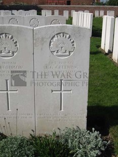 RUE-PETILLON MILITARY CEMETERY, FLEURBAIX - GREENING, JOSHUA GEORGE