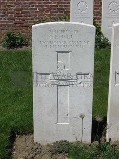 RUE-PETILLON MILITARY CEMETERY, FLEURBAIX - HALL, CHARLES FREDERICK
