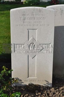 RUE-PETILLON MILITARY CEMETERY, FLEURBAIX - ROBERTSON, T