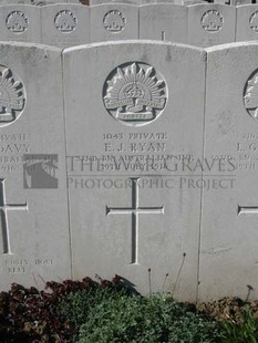 RUE-PETILLON MILITARY CEMETERY, FLEURBAIX - RYAN, E J