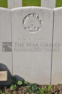 RUE-PETILLON MILITARY CEMETERY, FLEURBAIX - SLIMON, ROBERT MCRAE
