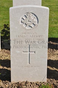 MONT HUON MILITARY CEMETERY, LE TREPORT - ALLSOPP, ERNEST