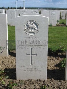 MONT HUON MILITARY CEMETERY, LE TREPORT - COLEMAN, C F